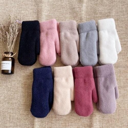 New Women Winter Keep Warm Plus Velvet Inside Thicken Cute Lovely Simple Style Cycling Soft Solid Full Fingers Mittens Gloves