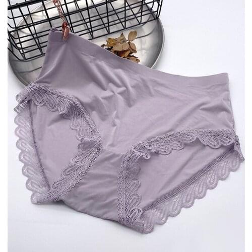 Women Lace Underwear Soft Satin Breathable Briefs Comfort Intimates One Piece Seamless Mid Waist Women One Size lingerie