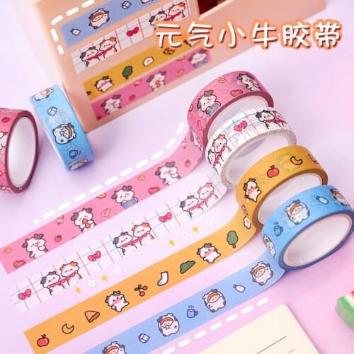 1 Pcs Cute calf Washi Tape Kawaii Masking Cartoons color Tape Decorative Adhsive Tape Sticker Scrapbook Diary Stationery