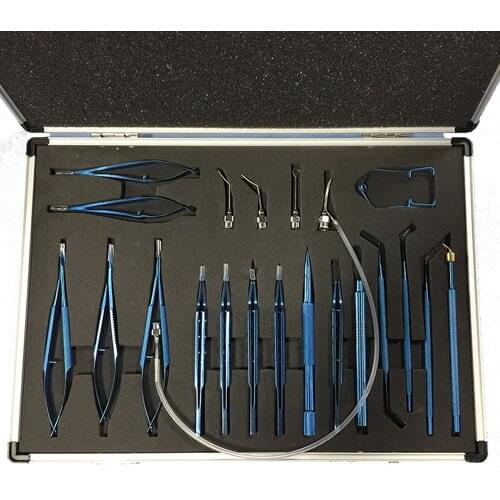 New 21PCS Titanium Alloy Eye Ophthalmic Set Instrument Eye Micro Tweezers Scissors Needle Holder Set Surgical Tools