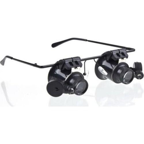 30pcs 20X Mini Eye Loupe Wearing Style Watch Repair Magnifier Glasses Magnifying with LED Light