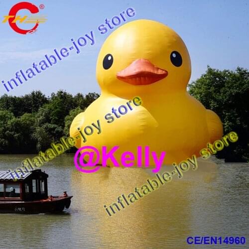 Free shipping to door giant inflatable yellow duck for sale, commercial advertising sealed inflatable yellow duck sit on water