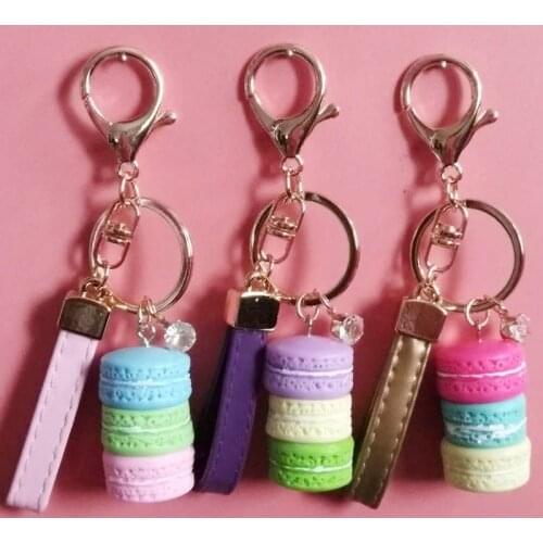 Macarone style key chain candy color leather rope key chain fashion bag pendant small gift accessories wholesale