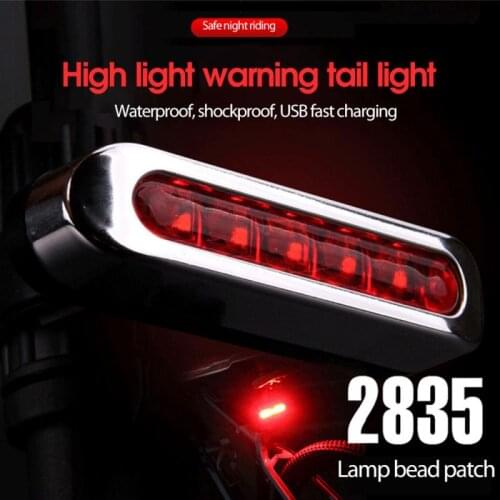 Bicycle Tail Light Cycling 5LED High Bright Lamp USB Rechargeable MTB Road Safety Warning Riding Waterproof Bicycle Accessories