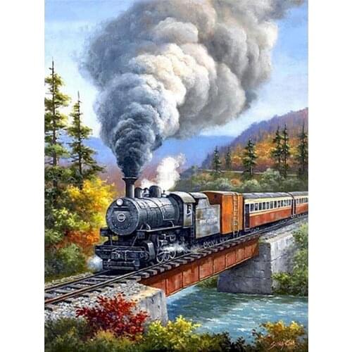 GATYZTORY Frame DIY Painting By Numbers Forest Train Landscape Paint By Numbers Handpainted Oil Painting Home Decor