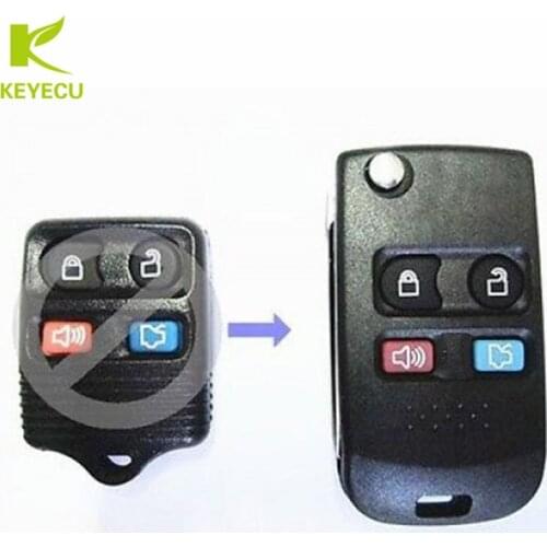 KEYECU 4 Button Uncut Folding Remote Key Shell Case Fob for Ford Lincoln Mercury