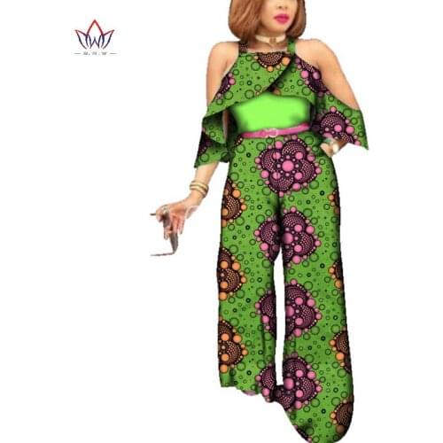 BintaRealWax Custom Women Jumpsuits Dashiki African Print Sleeveless Long Wide-leg Pants Africa Style Plus Size Clothing WY2311