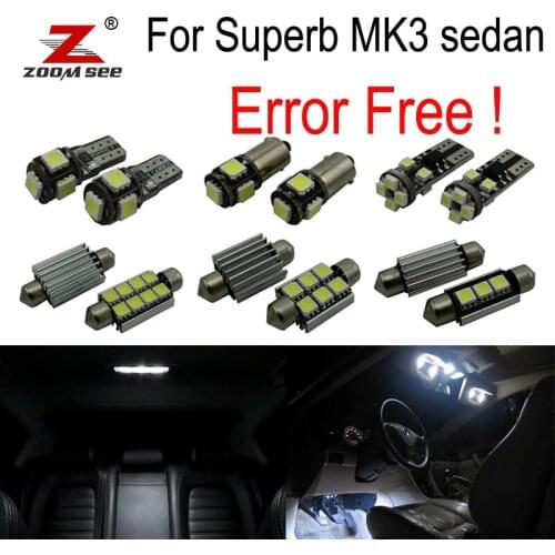 20pcs LED mirror lamp + LED trunk bulb + LED Interior dome Light Kit for Superb MK 3 MKIII sedan 3V3 (2015+)