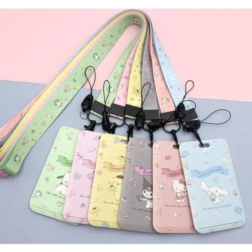 Hello Kitty bus Card Holder Cartoon girl coin purse Student Meal Card Holder Campus with Lanyard Certificate Holder Melody