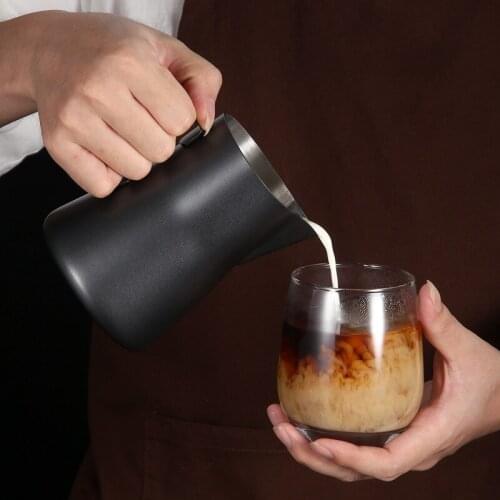 Stainless Steel Pull Flower Cup Italian Milk Foam Frothing Pitcher Espresso Coffee Milk Jugs Garland Cylinder Milk Frother Pot