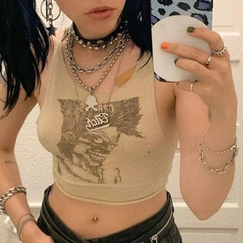 Summer Yoga Vest Sportswear Vintage Print Tank Top Gothic Hip Hop Punk Sthle Sleeveless Mini Vest Crop Top Baseball Jerseys2021