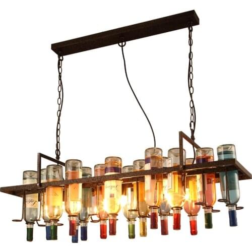 LOFT Metal Creative Novelty Lighting Bottle Shape Personality Pendant lights For Coffee Shop Bar LED Bulbs Height 35cm