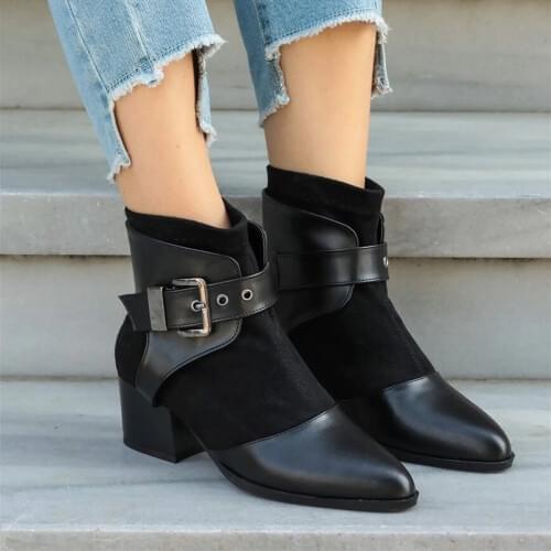 Mio Gusto brand CHANTAL, Black / Beige/Tan, 5Cm Heel-height, high Quality Womens Ankle Boots , platform boots , women boots , goth , shoes for women