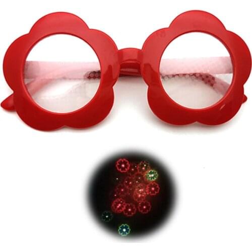 New Heart Flower Shape Special Effect Sunglasses Women Night Light Change Eyewear Fashion Birthday Party Magic Sun Glasses