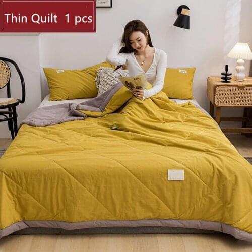 New Product) 2021 Summer Yellow Air Condition Quilts duvet Filling With 500g Cottoon Washed Throw Blankets Solid bedding