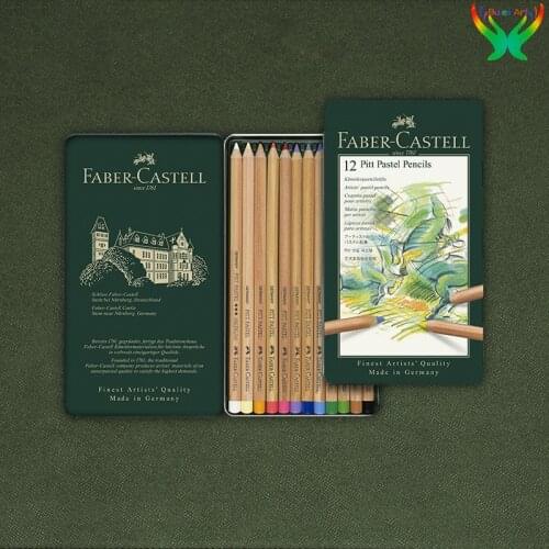 Original 12 pastel color pencil Germany Faber-Castell PITT drawing hand-painted bright pastel color pencil green box-packed set