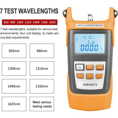 Portable LCD Display Screen Handheld Optical Power Meter 7 Testing W-ave Length -70~+3dBm Fiber Optical Tester Utility Tool
