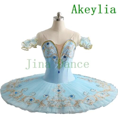 Pale Blue Ballet Tutus Dress Classical Professional Ballet Tutu Girls Pancake Sleeping Beauty Variation Ballerina Dance Costume