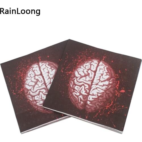 [RainLoong] Brains Paper Napkins Print For Halloween Decoration Punk Napkin Servilleta 33*33cm 1 pack (20pcs/pack)