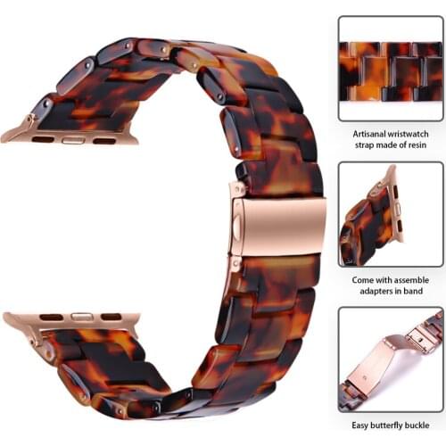 Resin Watch Strap for Apple Watch 44mm 40mm iwatch Series 6 5 4 3 2 1 Band 42mm 38mm Metal Buckle Bracelet Watchband Accessories