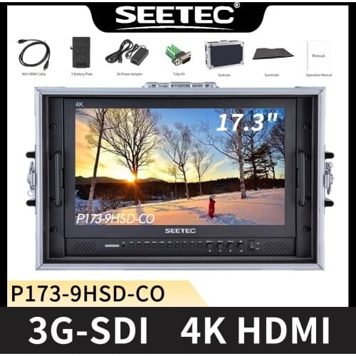 SEETEC P173-9HSD-CO 17.3 Inch IPS 3G-SDI 4K HDMI Broadcast Monitor with AV YPbPr Carry-on LCD Director Monitor with Suitcase