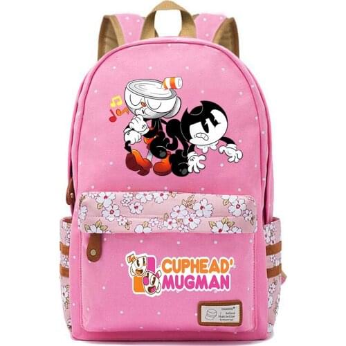 Schoolbag Anime Cuphead Backpack Canvas Teenger High Quality Packsack Casual Mochila Unisex Student Travel Laptop Bag