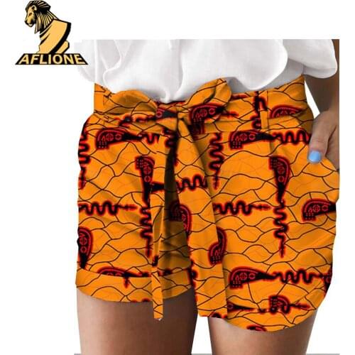 Womens Shorts With Pocket Belt African Clothes Summer Beach Sex Pants 2021 New Plus Size Home Party Style Wax Pure Cotton