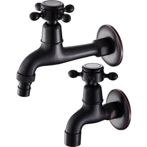 Modern Black Bronze G1/2 Decorative Outdoor Faucet Garden Bibcock Tap Bathroom Washing Machine Mop Faucet