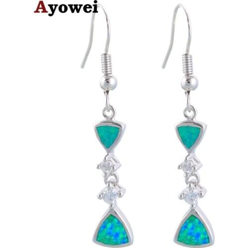 Super Desinger supplier Wholesale Retail Blue Fire Opal Silver Stamped Drop Earrings Fashion Jewelry OE140A