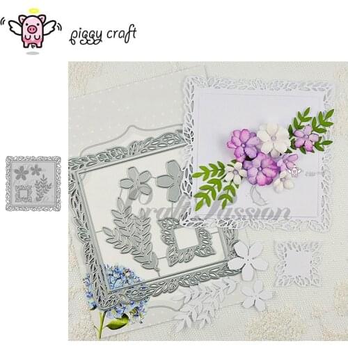 Piggy Craft metal cutting dies cut die mold Leaves square frame Scrapbook paper craft knife mould blade punch stencils dies