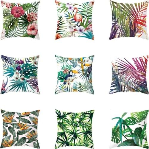 Tropical Plants Pillow Case Polyester Decorative Pillowcases Green Leaves Throw Pillow Case Tropical Plants poszewka ZT296