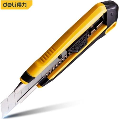 Deli DL018Z Utility Knife With Plastic Handle SK4 Blade Plastic Handle Shell Electrician Tools Office Tools Auto Lock Function