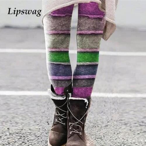 Spring Casual Women Knit Skinny Leggings Elegant Striped Print Patchwork Stretch Pants Fashion Ladies Slim Trousers Streetwear
