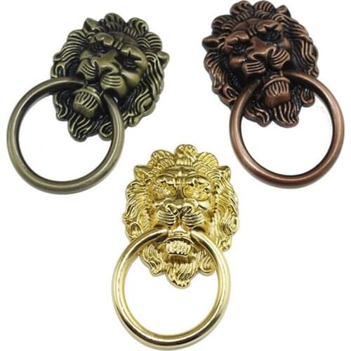 Vintage Lion Head Cabinet Knobs and Handles Furniture Door Antique Furniture Handles Cabinet Drawer Pull Handle Knob Ring