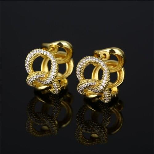 YJGS New Fashion Copper Inlaid Zircon Hoop Earrings Unique Irregular Geometric Female Daily Earrings Chain Shape Earrings