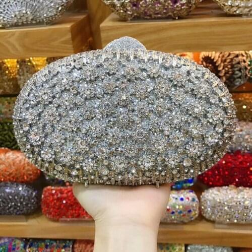 Female silver Diamond Rhinestone wallet Womens Floral Evening Bag Wedding Party Bridal Crystal Flower Clutch Purse Handbags