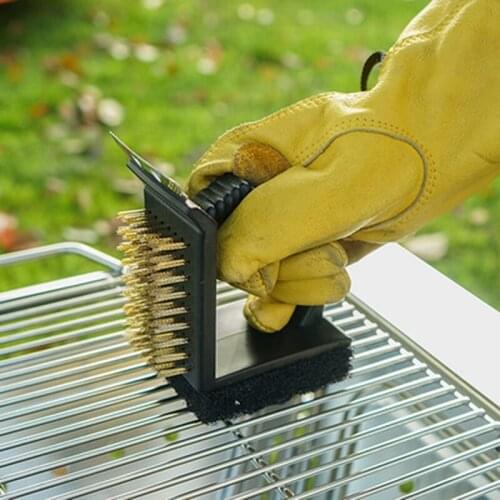 1PC Cleaner Triple Barbecue Grill Brush Copper Steel Cleaning Brushes Barbecue Cleaner BBQ Cleaning Brushes