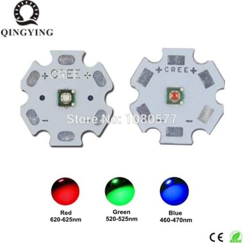 10pcs-50pcs Cree LED XPE XP-E R3 1W-3W High Powr LED Red 620nm Green 520nm Blue 460nm 3535 SMD Chip with 20mm 16mm Heatsink