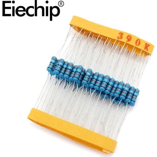 100pcs/lot 0.5W 1 ohm 1% Metal film resistor 1/2W resistance 390K Electronic resistors