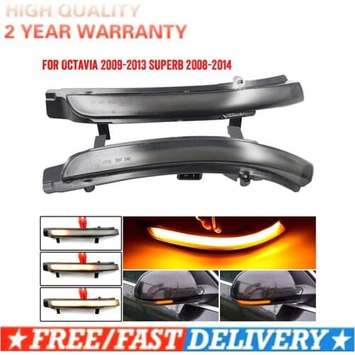 Dynamic LED turn signal light turn signal rearview mirror flash 2 pieces suitable for Skoda Octavia 2009-2013 SUPERB 2008-2014