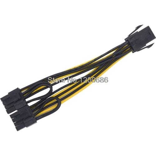 20CM CPU Molex 6pin to 2 PCI-e 8 (6+2)pin pci express graphics card connectors Power splitters wire harness