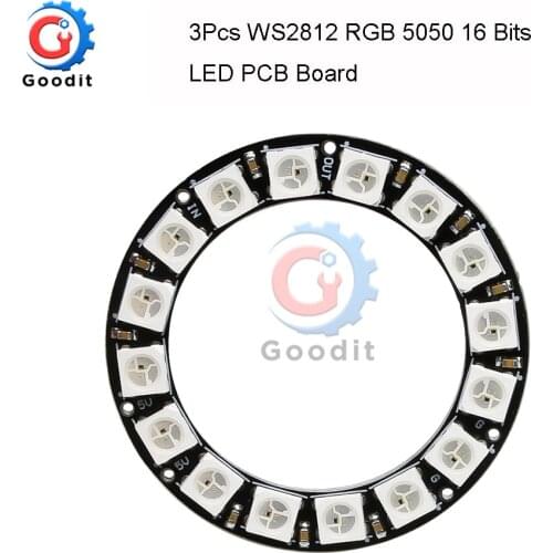 3Pcs LED PCB Board WS2812 RGB 5050 16 Bits 1x16 Pixel Panel Matrix Screen WS2812B IC Led Module DC 4-7V