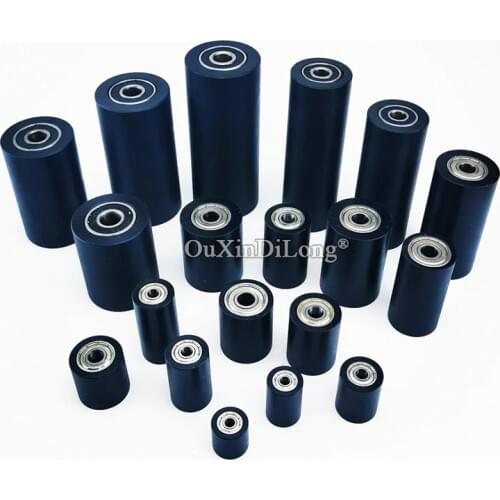 4PCS Double Bearings Black Polyurethane Bearing Scroll Wheel Mute Guide Roller Driven POM Pulley Diameter 18mm,24mm,28mm GF336