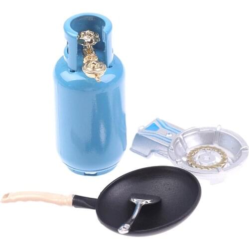 4Pcs/Set 1/12 Dollhouse Miniature Kitchen Alloy Gas Stove Tank Utensils Tool Toys Dollhouse Utensil Toy For Kids