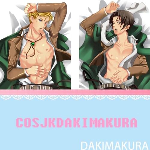 Anime Dakimakura Attack on Titan Rival Ackerman Erwin Smith HD Print Pillowcase Body Hugging Pillow Cover Case Cushion Decorate