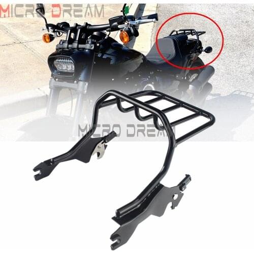 Black Detachable Two-up Steel Motorcycle Rear Luggage Rack Support Shelf For Harley Softail 2018-2020 Fat Bob 114 FXFBS FXFB