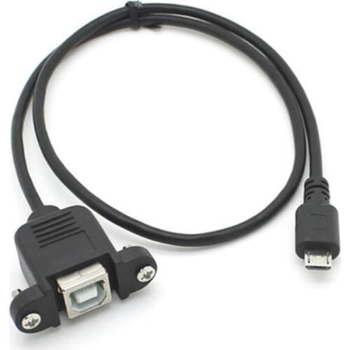 1Pcs New 50cm USB 2.0 B Female socket Printer Panel Mount to USB Micro B 5 pin male cable 1M High quality