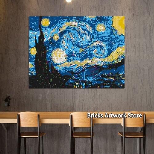 Van Gogh DIY Pop Pixel Art Mosaic Painting by Building Blocks Diamond Post-Impressionism Decorate MOC Set Toys Creative Gifts