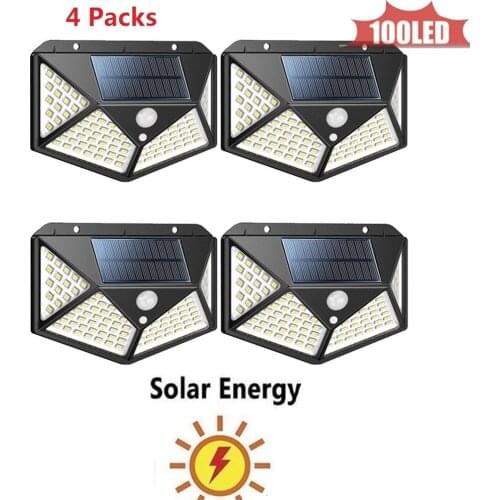 100LED Solar Light 3 Modes Conversion,solar lamp Garden Light Waterproof Outdoor Energy Saving Street Yard Path Home Lamp 4 side
