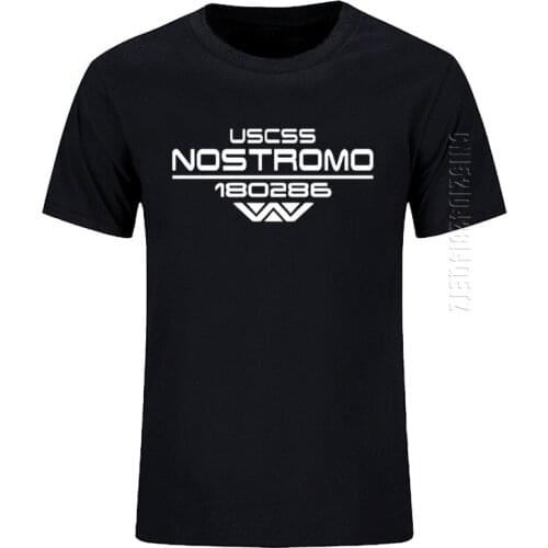 Summer USCSS Nostromo Print Mens Oversized T-Shirt Cotton Alien Weyland Yutani Fashion Printing O Neck T Shirt Graphic